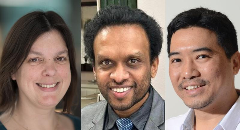 Portraits of Professor Nicole Zitzmann, Dr Bevin Gangadharan and Dr Yohan Arman