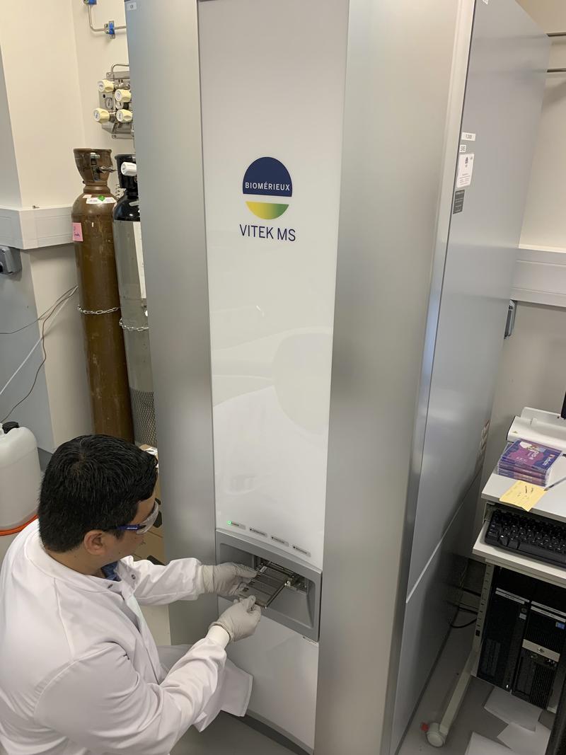 Yohan Arman using the Vitek MALDI MS system for vaccine authenticity testing Yohan Arman using the Vitek MALDI MS system for vaccine authenticity testing